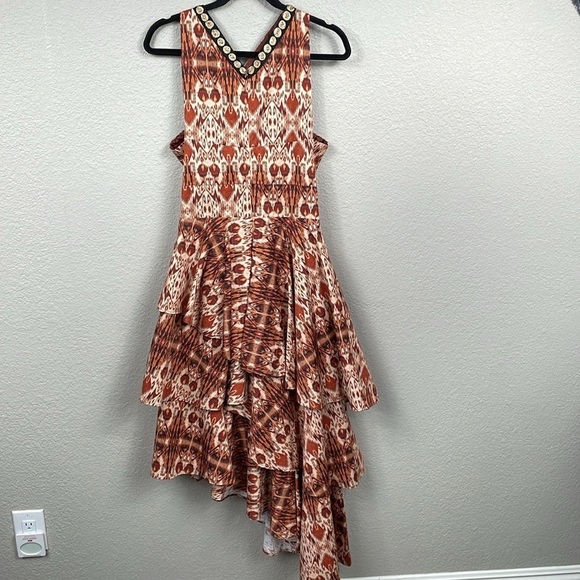 NWT Autumn Adeigbo Signy Dress Abstract Printed Tiered Midi Sleeveless Sz 10 - Picture 10 of 16